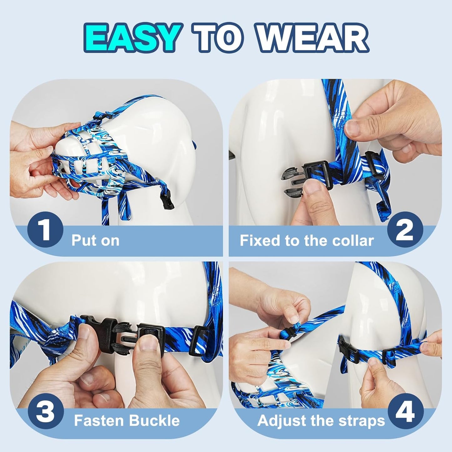 Dog Muzzle to Prevent Biting, Basket Muzzles for Large Medium Small Dogs Allows Panting Drinking Anti Chewing, Perfect for Grooming Trimming Training and Aggressive Reactive Dogss (Blue, Size 4)