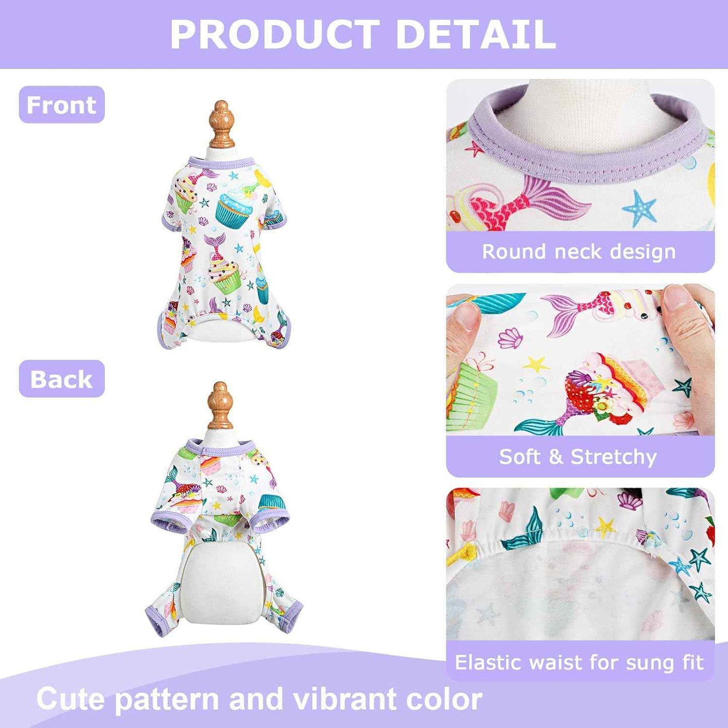 Dog Pajamas Pjs Summer Fall Dog Clothes for Small Dogs Girl - Boy - Medium Size Dogs, Soft Stretchy Puppy Clothes Doggie Onesies Cat Pet Jammies Outfit (Cake Purple, Small)