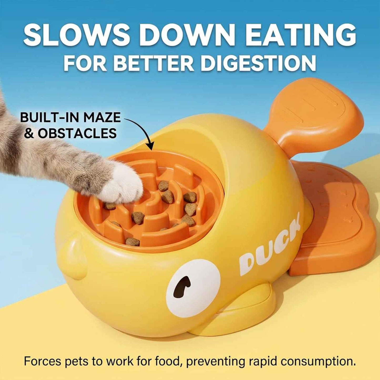 fuzzibud Cat Treat Toy, Duckie Puzzle Cat Feeder,Interactive Dog Toys Food Puzzle Slow Feeder, Cat Treat Dispenser Toy Duck-Shaped Enrichment Toy for Small Medium Dogs and Cats (Yellow)