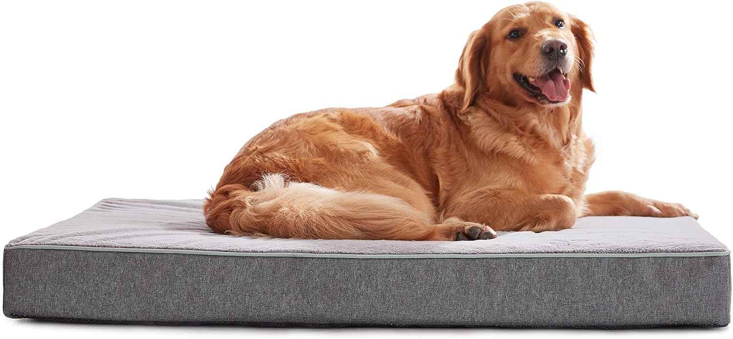 WATANIYA PET Extra Large Dog Bed, Cooling Dog Beds for Large Dogs, Washable Orthopedic Pet Bed for Crate with Joint Relief Memory Foam, Waterproof Liner and Plush Cover (41"x 29")