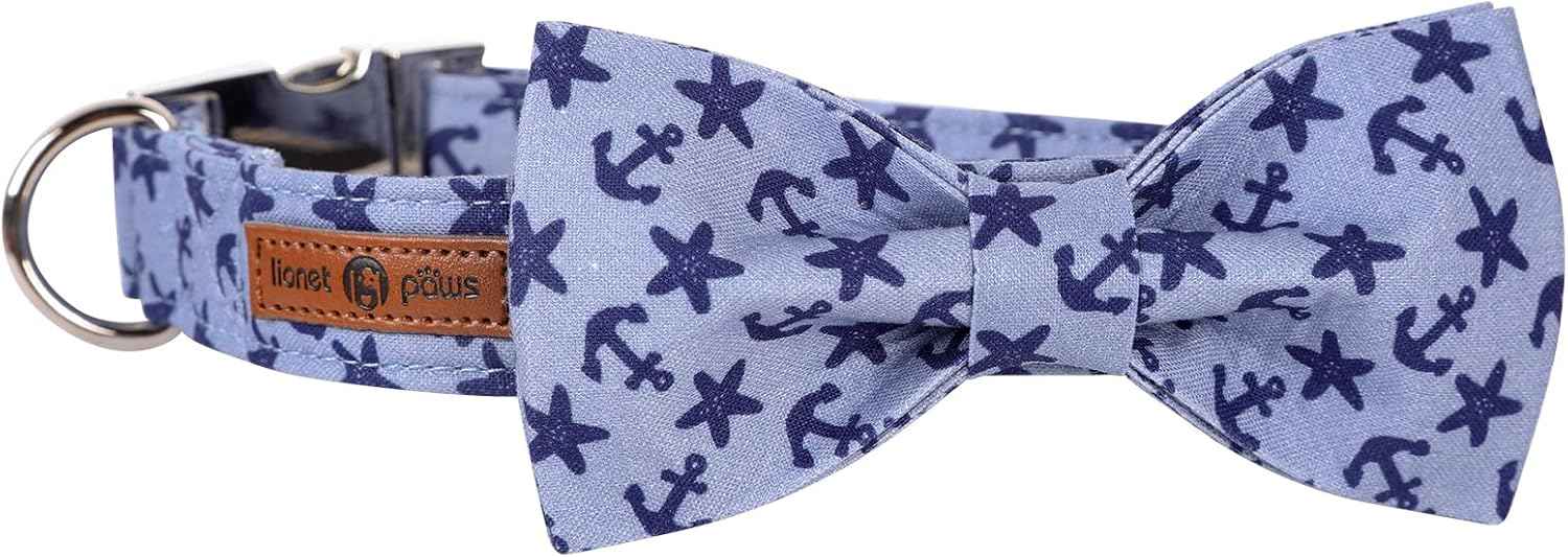 Lionet Paws Dog Collar with Bowtie, Summer Bowtie Collar for Dog,Adjustable Comfortable Dog Collar Gift for Puppy Small Medium Large Dog