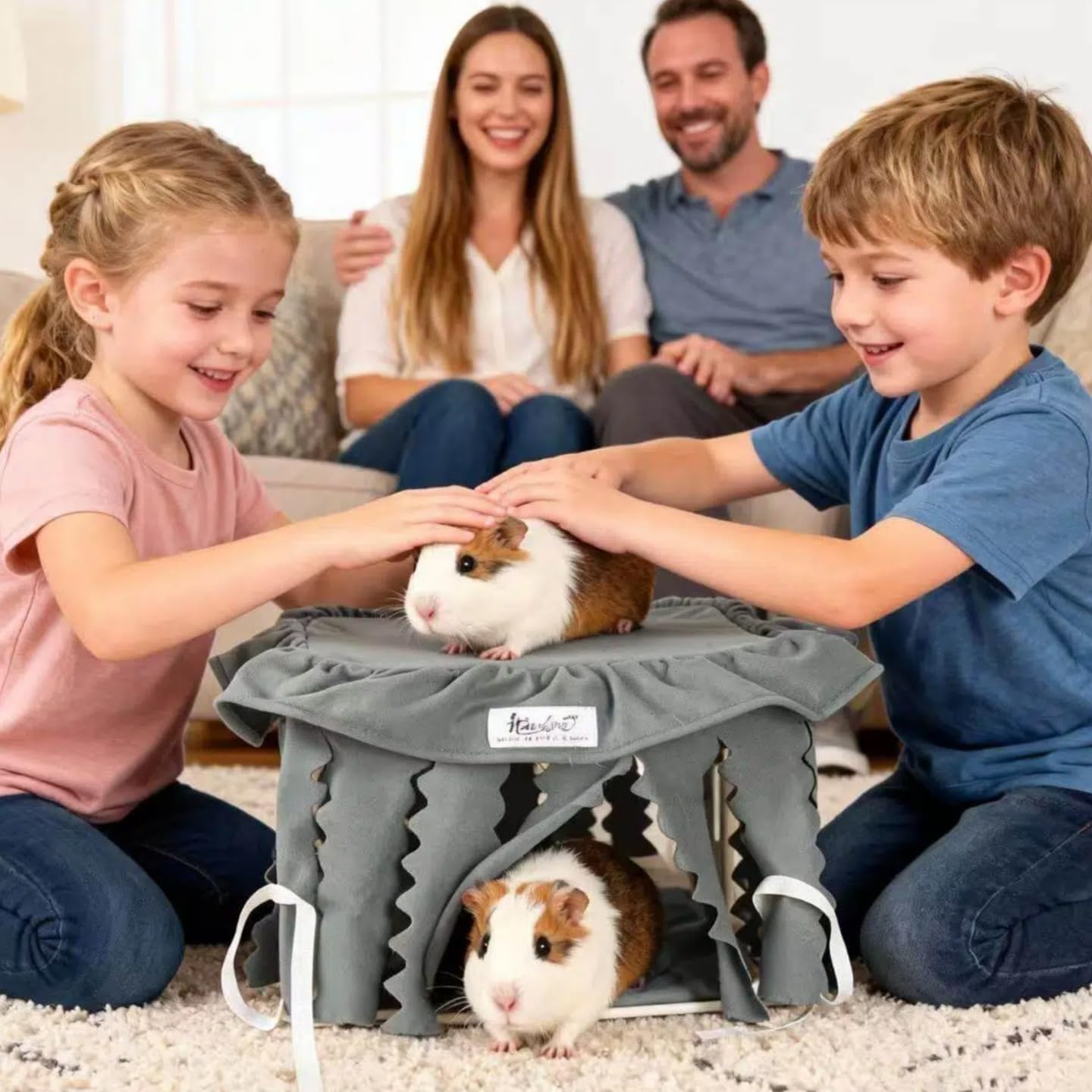 Guinea Pig Hideout & Hamster Bed Machine Washable Small Animal Bed Cage Accessories for Hamster Bunny Ferret Chinchilla Hedgehog Bearded Dragon and Rat (Grey)