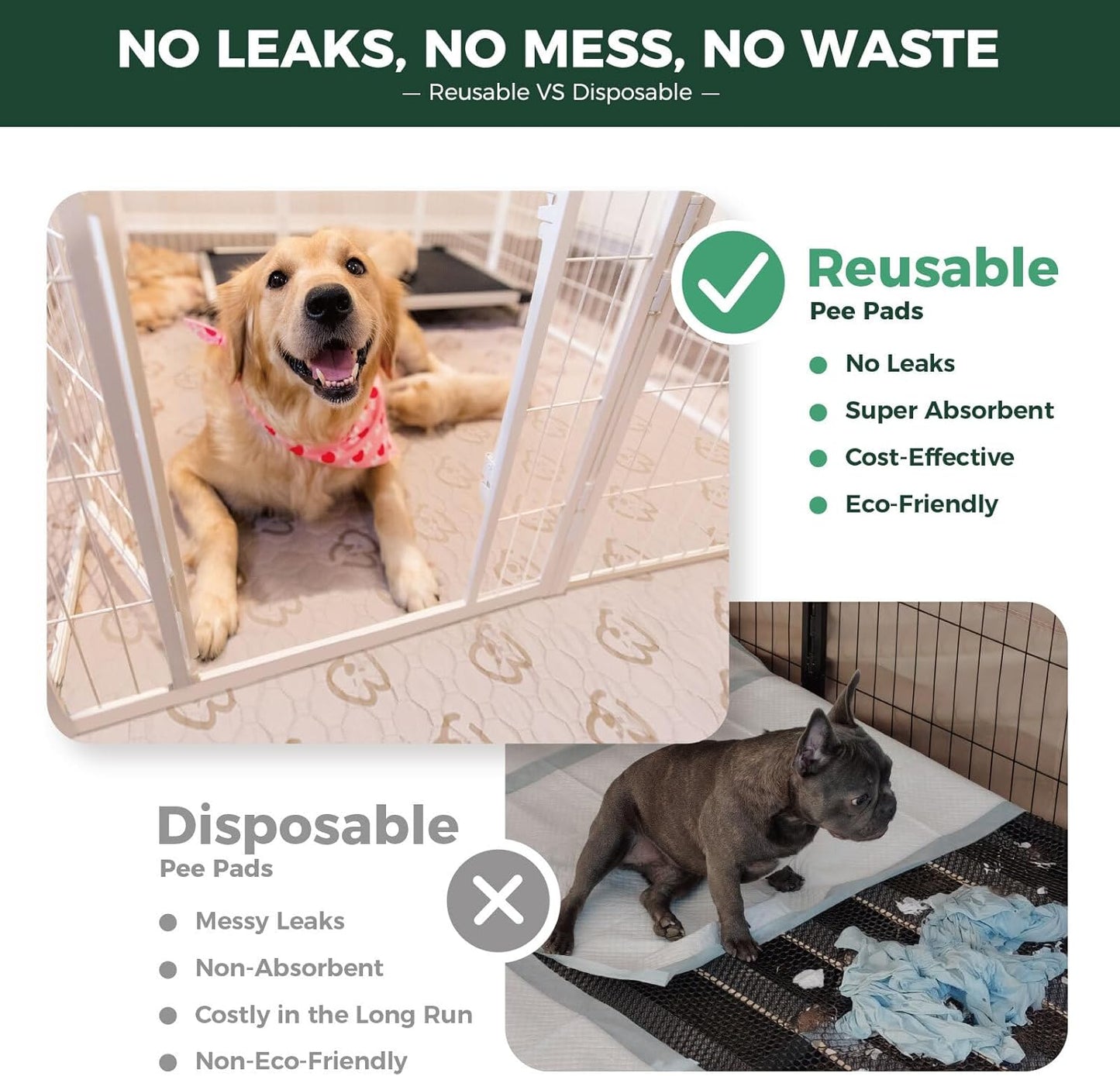 FXW Washable Pee Pads for Dogs, Puppy Pads with Super Absorbent, Specifically Designed for Potty Training, 75" × 30" Rectangle, Khaki, 1 Pack