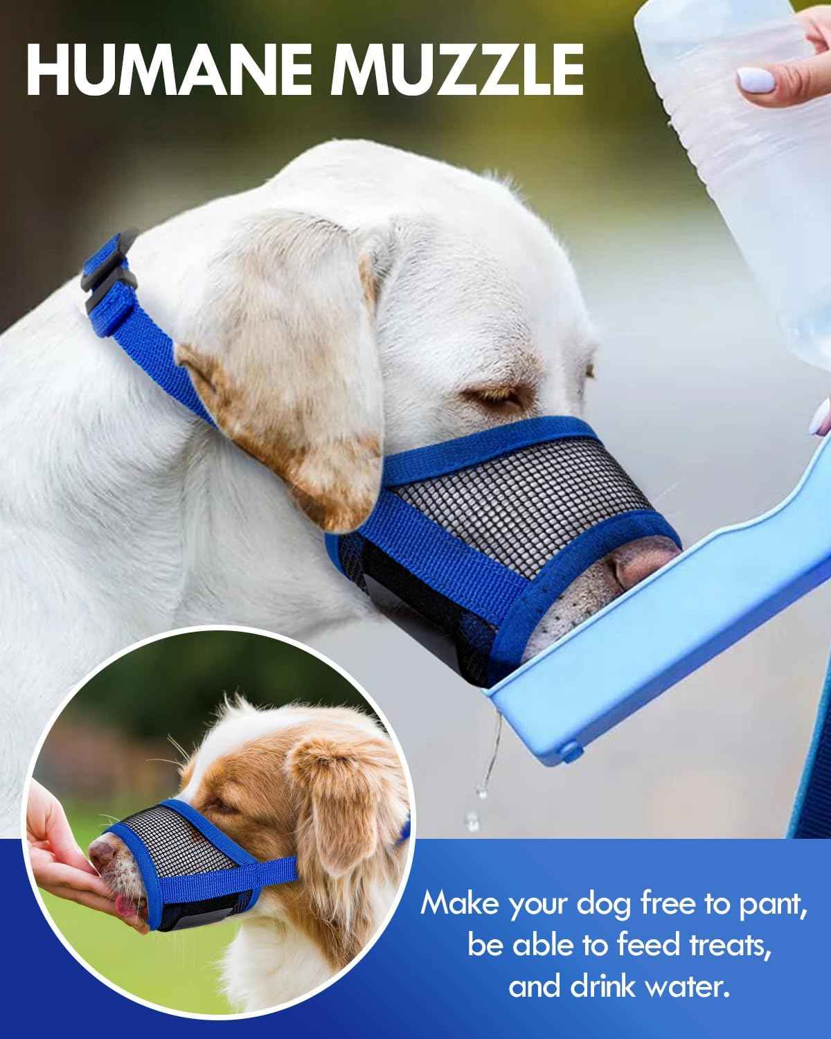 Dog Muzzle, Soft Air Mesh Muzzles for Medium Sized Dogs, Breathable Dog Mussels for Scavenging Biting Licking & Barking, Adjustable Mouth Guard for Grooming, Allows Panting and Drinking (Blue,M)