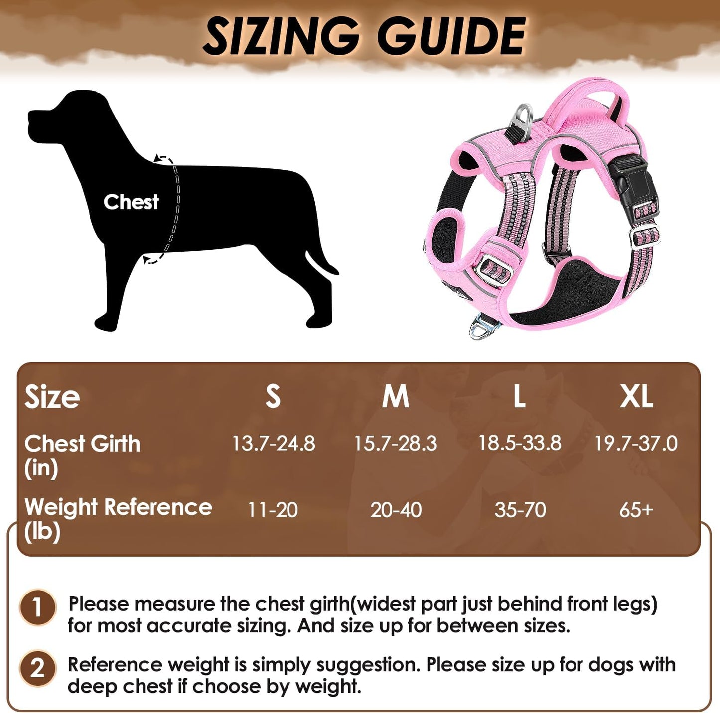 SlowTon No Pull Dog Harness, No Choke Pet Harness with 2 Leash Clips and Easy Control Vertical Handle, Adjustable Soft Padded Dog Vest for Small, Medium and Large Dogs (Pink, Medium)