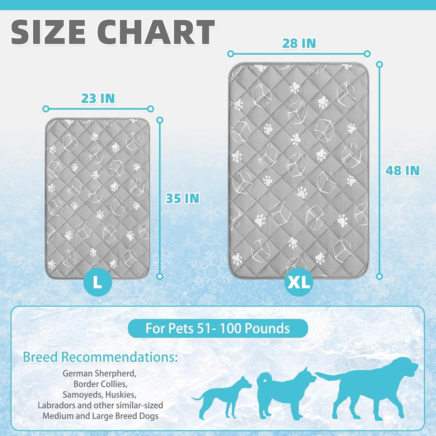 KOOLTAIL Dog Cooling Mat, 35''*23'' Upgraded Endothermic Color Changing Arc-Chill Cooling Fiber for Summer, Non Slip Sleeping Blanket Pet Pads, Washable Non-Toxic Mats for Bed Floor Soft Crate