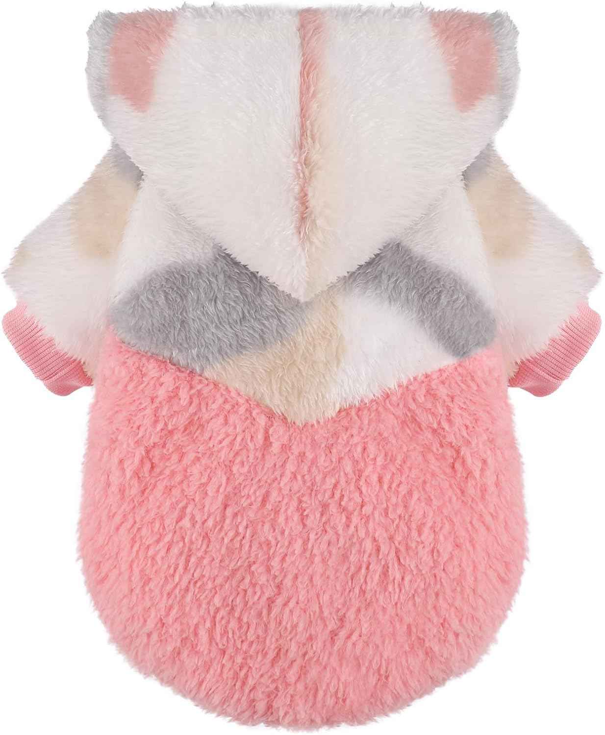 Small Dog Sweater for Dogs Hoodies,Winter Clothes Boy Girl Male Female,Warm XXS Fleece Hoodies Pet Coat Apparel Outfit (XXS, Pink