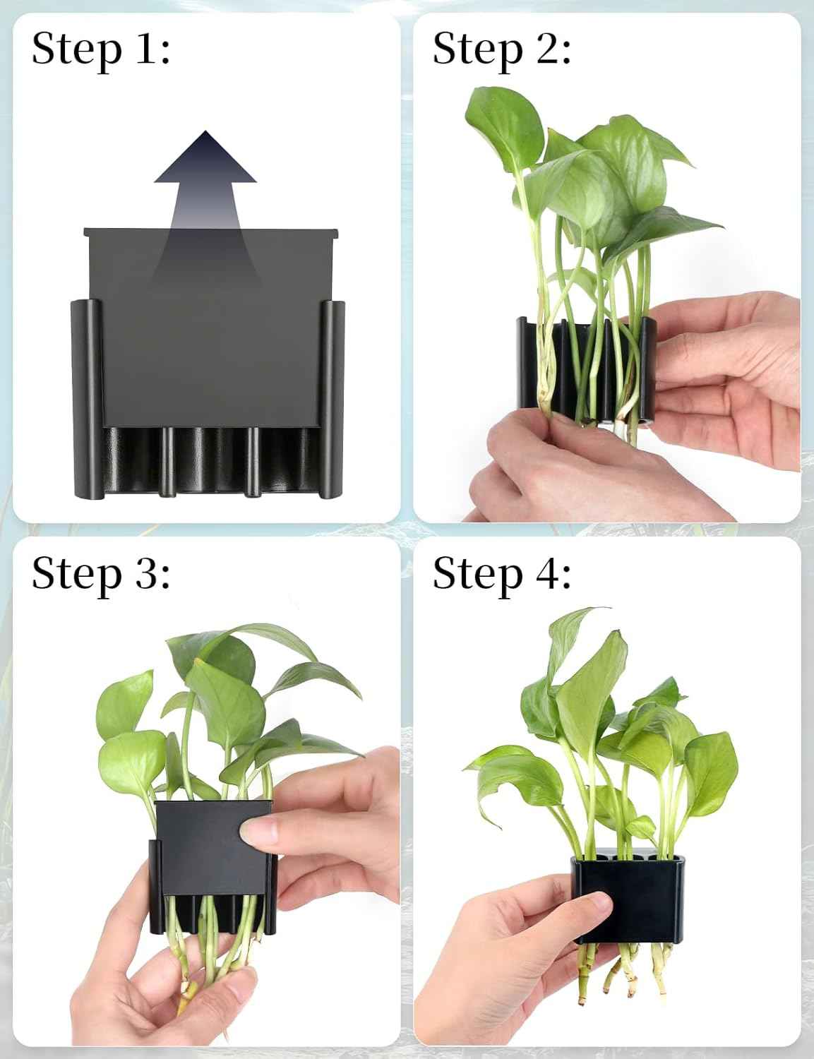 sogiv 3 Holes Aquatic Plant Cups, Hanging Aquarium Plant Holder, for Fish Tank Plants Potting, Aquascape Accessories Decorations, Black, 1 Pcs