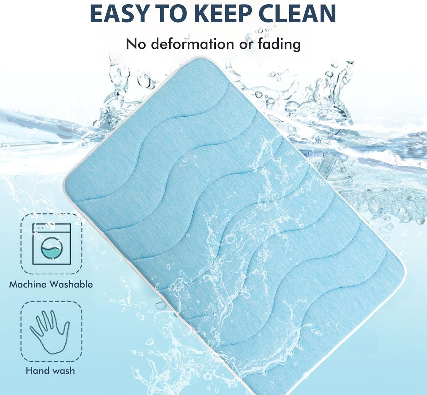 MICROCOSMOS 0.8" Thick Cooling Dog Foam Pad & Summer Pet Sleeping Mat, Machine Washable, Materials Safe, Portable Flat Pet Bed for Dogs.(Sky Blue, 42" x 28")