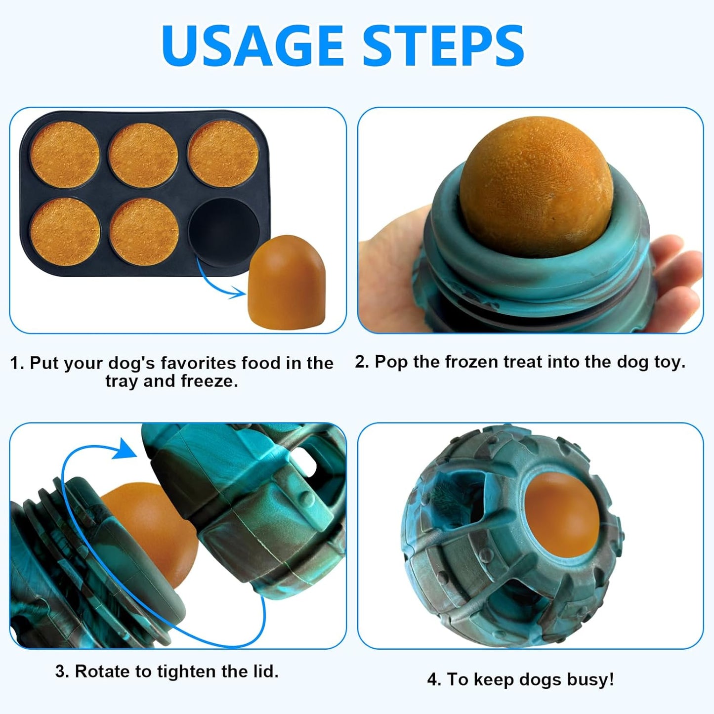 Yipetor Frozen Treat Dispensing Dog Toy - Large Chew Toy, Freezable Fillable Rubber, Reduces Anxiety, Easy to Clean, Interactive Puzzle (Medium)