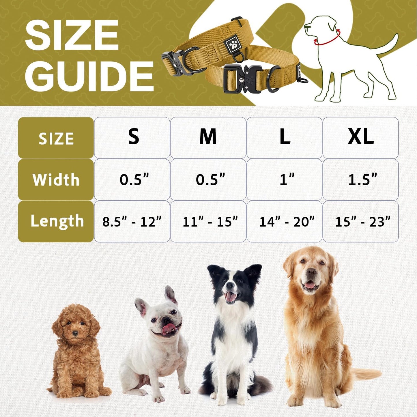 Dog Collars for Large Dogs, Heavy Duty Tactical Dog Collar with Metal Buckle, Durable Pet Collar Quick Release, Reinforced Nylon No Pull Dog Collar (Sunrise, L)