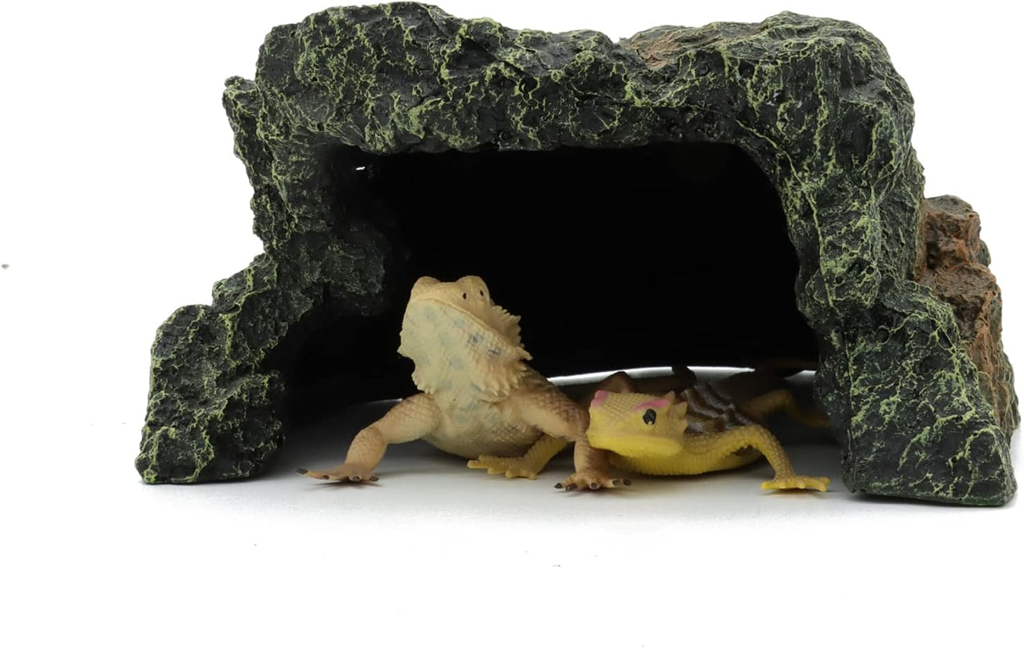 JIHAQUA Reptile Rock Hide Cave, Aquarium Habitat Decor Rock Tortoise Hideout for Lizards, Turtles, Reptiles, Amphibians, Fish