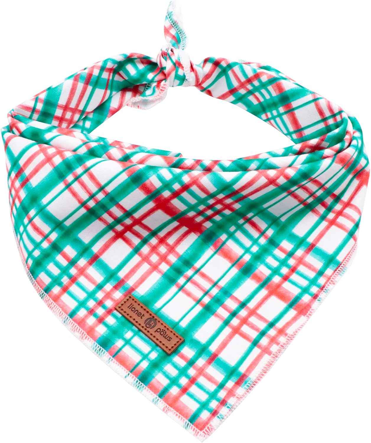 Lionet Paws Christmas Dog Bandana,Fabric Dogs Kerchief for Medium Large Dogs,Dog Cotton Triangle Bibs Scarf for Girl Boy