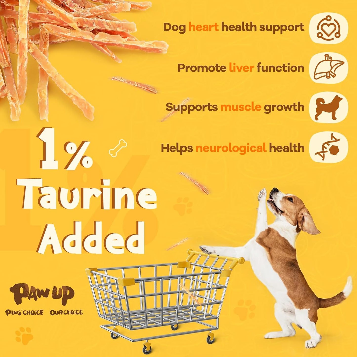 PAWUP Chicken Jerky Strip Dog Treats w/Taurine Natural Rawhide Free Dog Snacks, Training Treats Chicken Jerky Sticks for Dogs, 24oz
