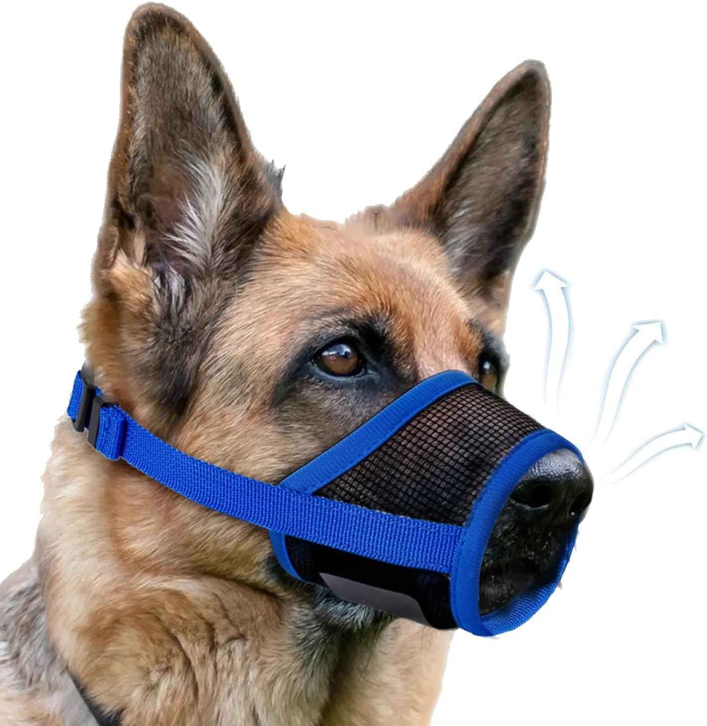 Air Mesh Dog Muzzle，H-Blue-S