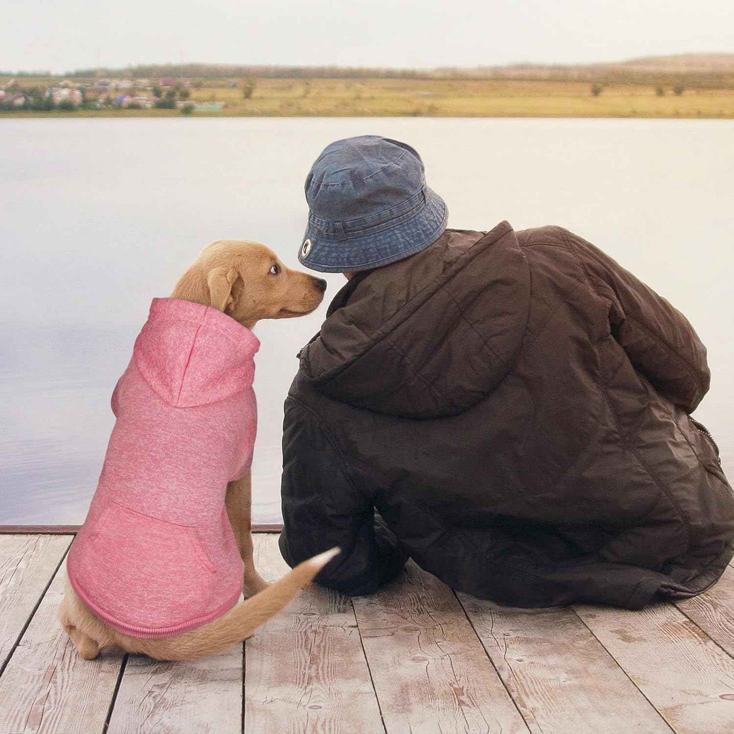 Dog Sweaters for Large Dogs Dog Hoodie Fleece Dog Sweater Soft Dog Clothes Sweatshirt with Pocket Dog Hoodie for Large Dogs(Pink&L)