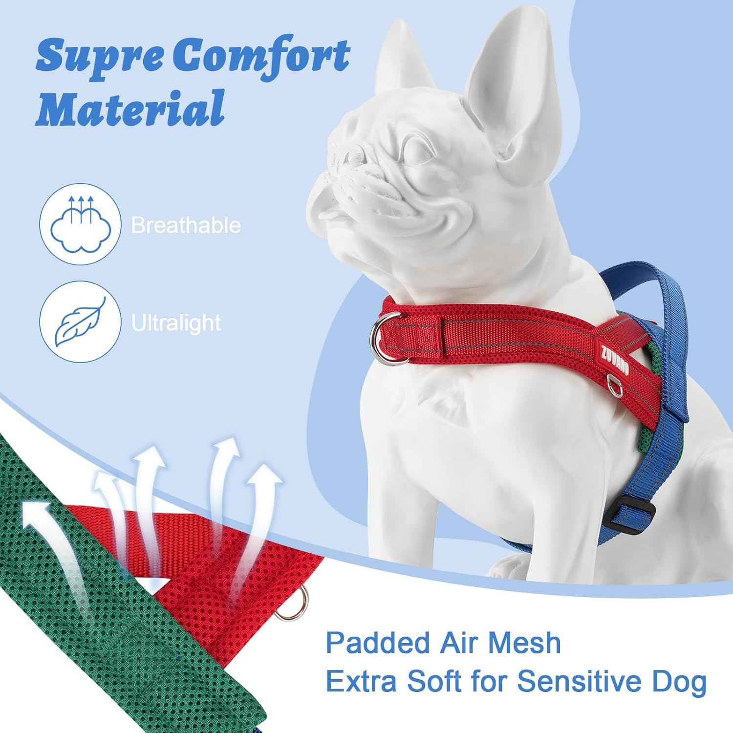 Soft Dog Harness Small Sized Dog, No-Pull Breathable Mesh Padded Vest - Escape Proof Quick Fit Lightweight Harness with Front Clip - Easy Walking Adjustable Vest Harness for Small Dogs, Red, S