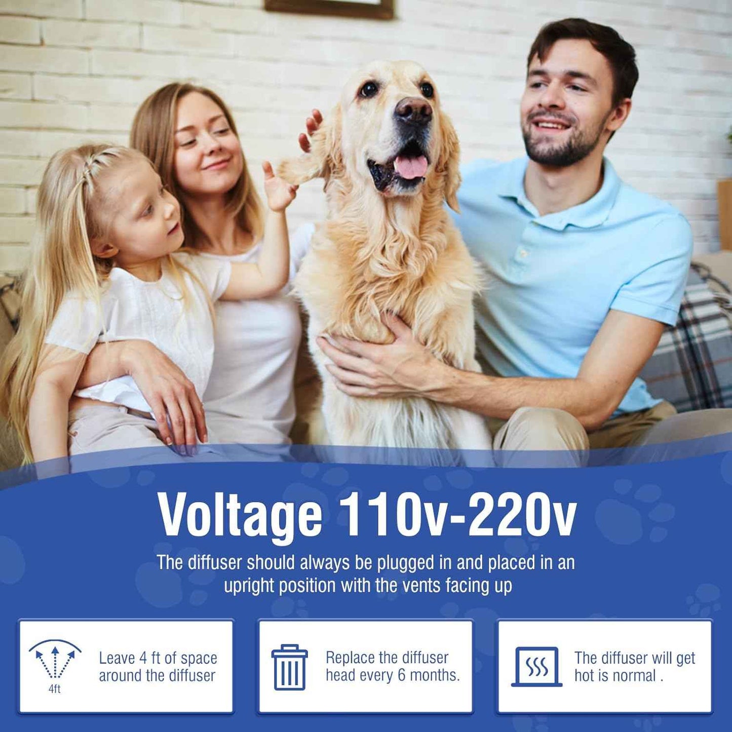 Calming Diffuser 4 in 1 Dog Pheromone Appeasing Pet Pheromones Diffuser to Calm Kit (Plug in+ 3 Pack 48ml Refill) for Anxiety Relief Reduce Barking Aggression Fighting Stress