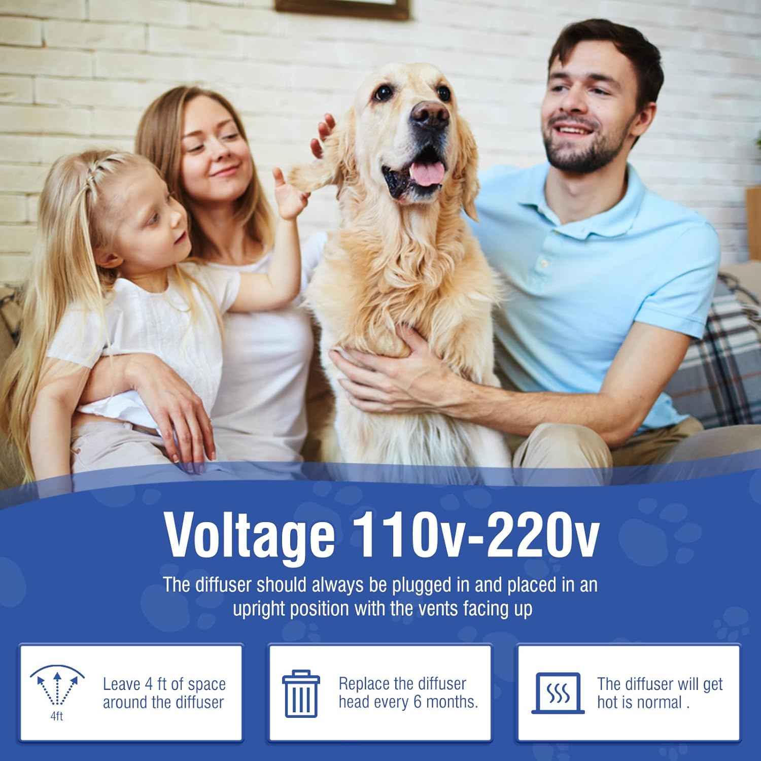 Calming Diffuser 4 in 1 Dog Pheromone Appeasing Pet Pheromones Diffuser to Calm Kit (Plug in+ 3 Pack 48ml Refill) for Anxiety Relief Reduce Barking Aggression Fighting Stress