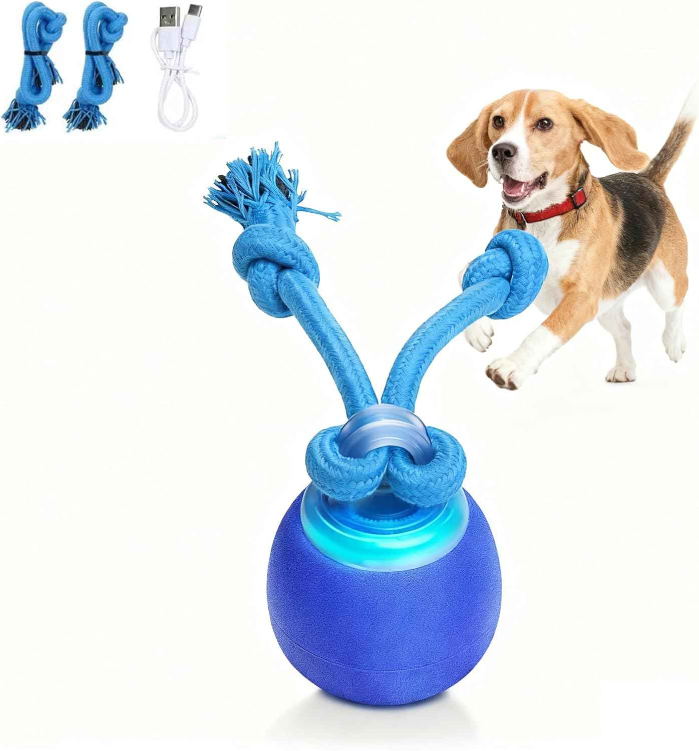 Interactive Dog Toys, Moving Dog Ball with Touch Activated, Active Rolling Ball for Puppy and Medium Dogs, Squeaky, USB Rechargeable