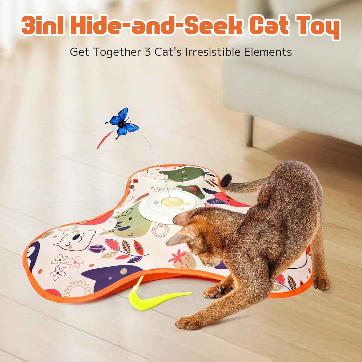 Interactive Cat Toy, Hide and Seek cat Toy,Kitten Toys for Indoor Cats,Rechargeable Automatic Cat Toy, Exercise Toy for Indoor Cats