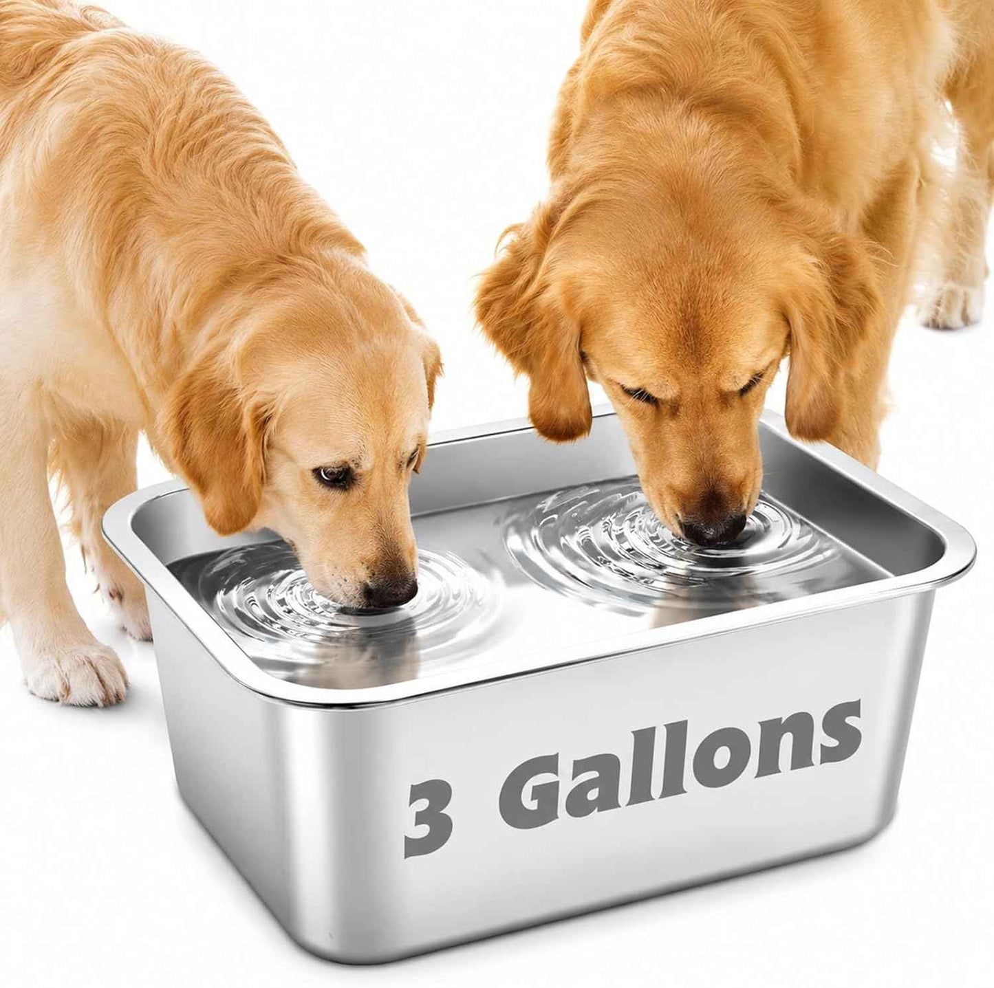 YUEPET 3 Gallons Stainless Steel Dog Water Bowls, Extra Large Metal Dog Food and Water Bowl Large Capacity Pet Water Bowl for Indoor and Outdoor Extra Large Dogs