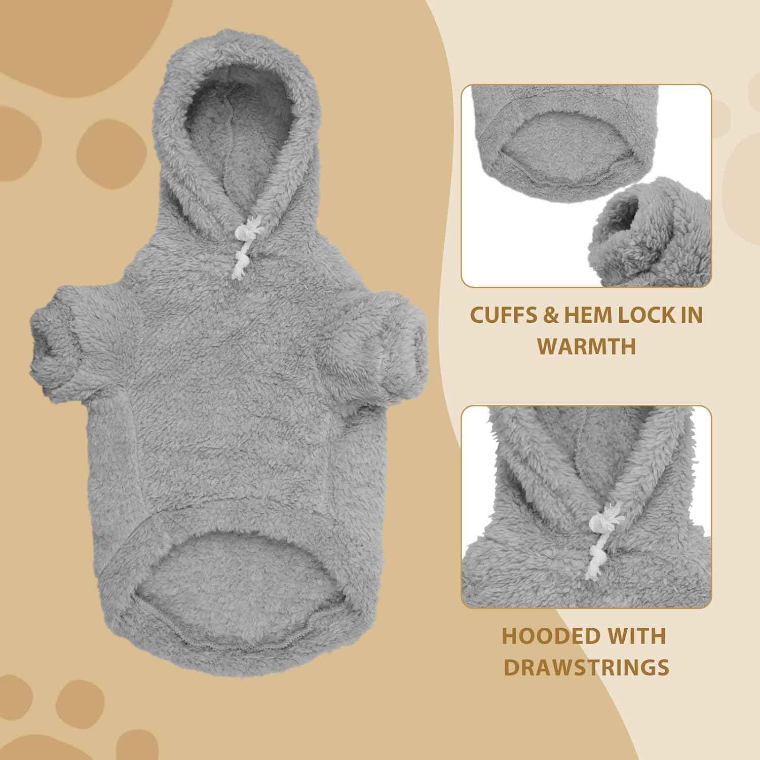 Fuzzy Dog Sweaters for Medium Dogs Dog Hoodie Sweater Clothes Warm Soft Cozy Pet Coats Hooded Sweatshirt Medium Pet Hoodie(Grey-M)