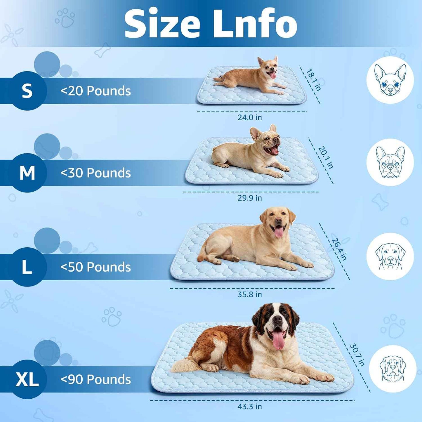 Dog Cooling Mat for Large Dogs, Long-Lasting Cool Pad for Dogs Outdoor & Indoor Use with Ice Silk Fabric & Waterproof Cover, Summer Cooling Pet Bed 36" x 26", Non-Slip Washable Pet Blanket