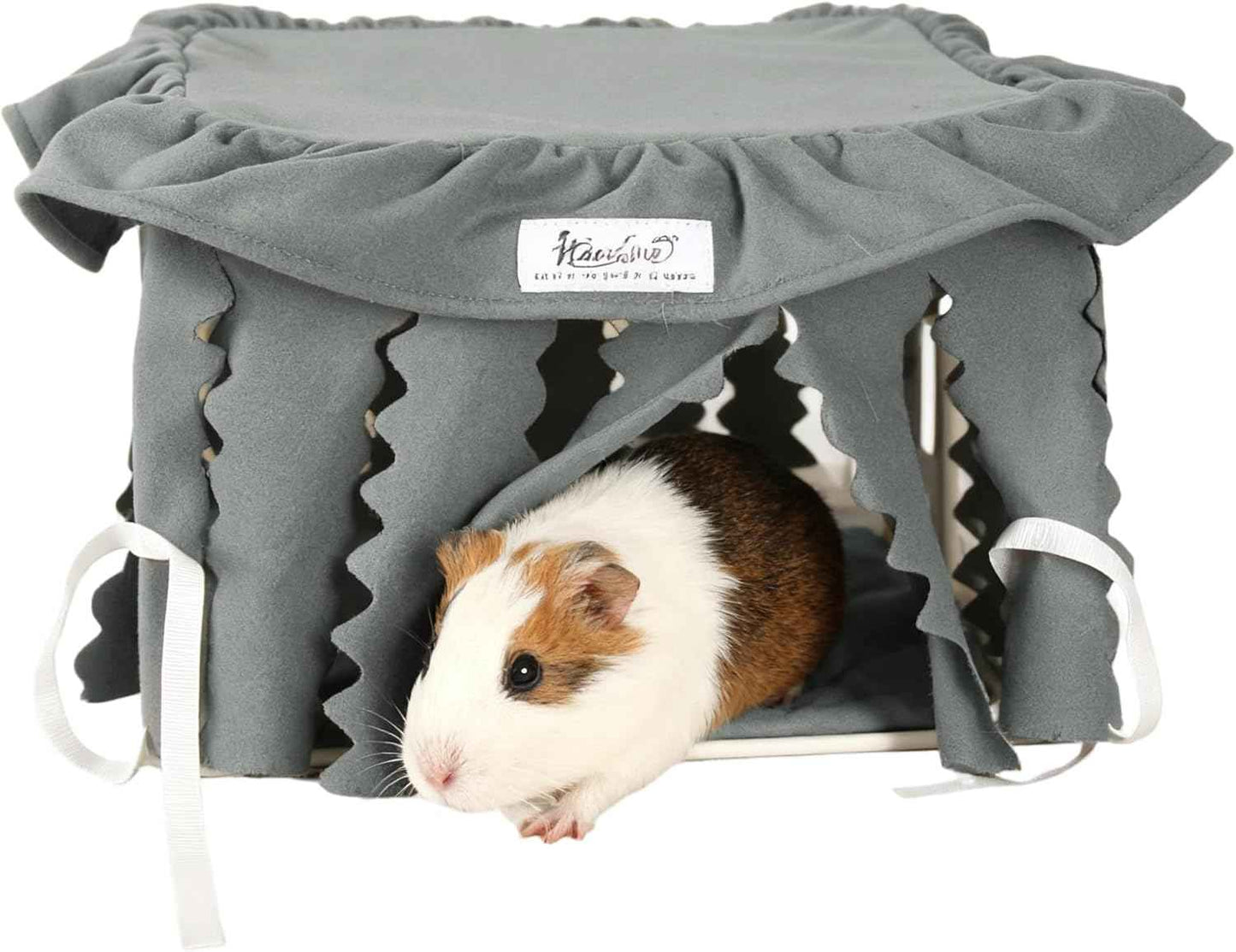 Guinea Pig Hideout & Hamster Bed Machine Washable Small Animal Bed Cage Accessories for Hamster Bunny Ferret Chinchilla Hedgehog Bearded Dragon and Rat (Grey)