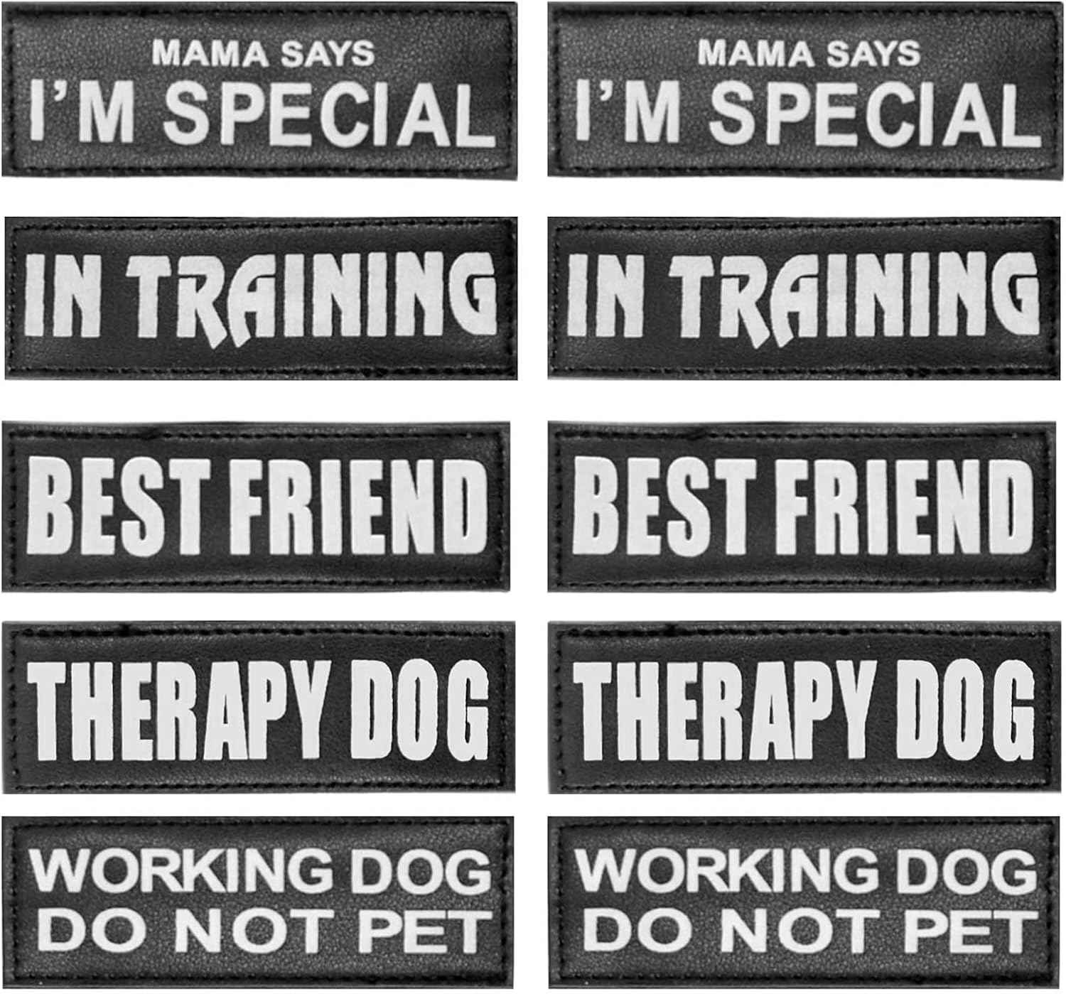 AUROTH Service Dog Vest Patches - 10 Pieces, Reflective and Removable Harness Patches for Training