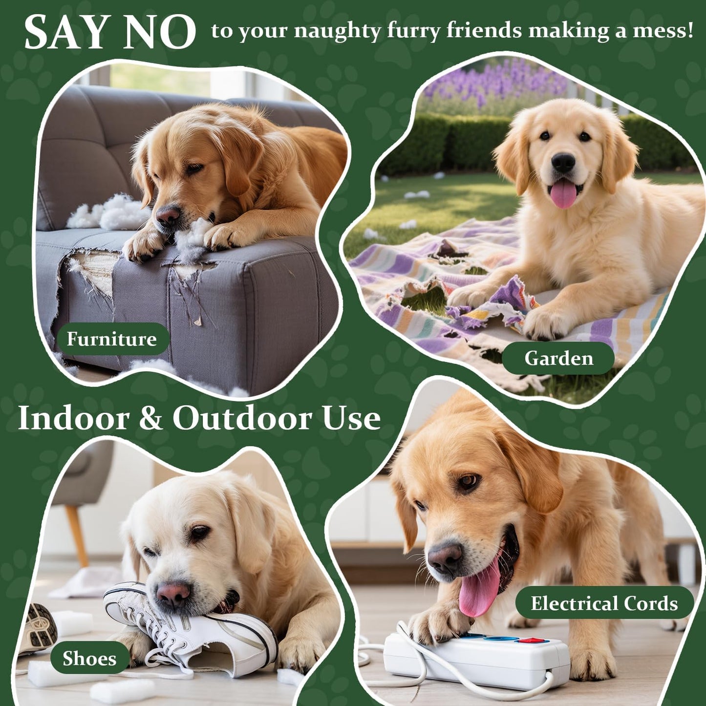 No Chew Spray for Dogs, Bitter Apple Deterrent to Stop Chewing, Licking and Biting on Furniture, Shoes and Plants, Alcohol Free Puppy Training Aid for Indoor and Outdoor Use, 2 Pack 100 ml