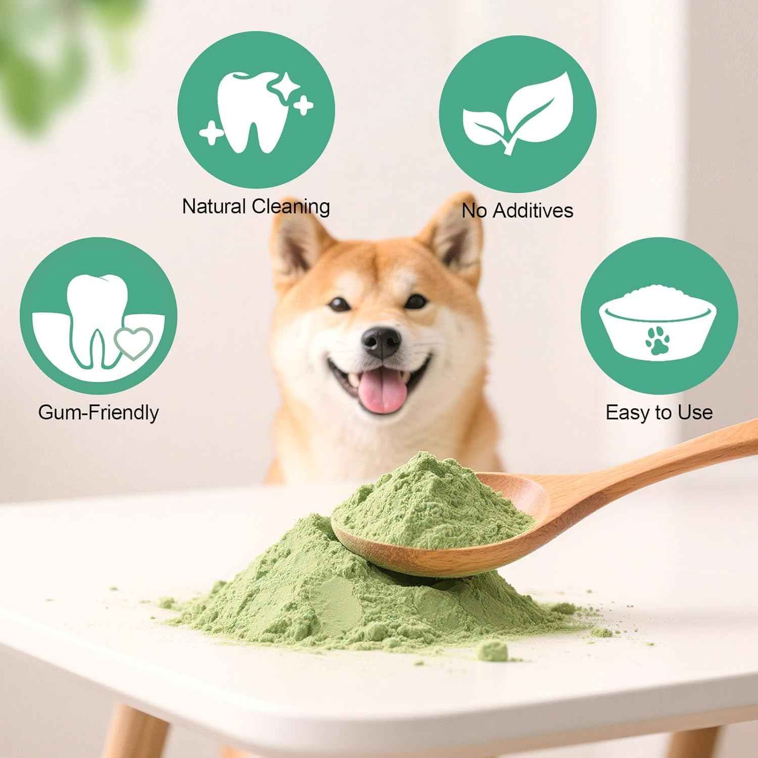 Dog Teeth Cleaning Powder 100g Fights Plaque & Tartar Freshens Breath All-Natural Ingredients for Dogs of All Breeds and Ages Easy to Use Dog Dental Powder