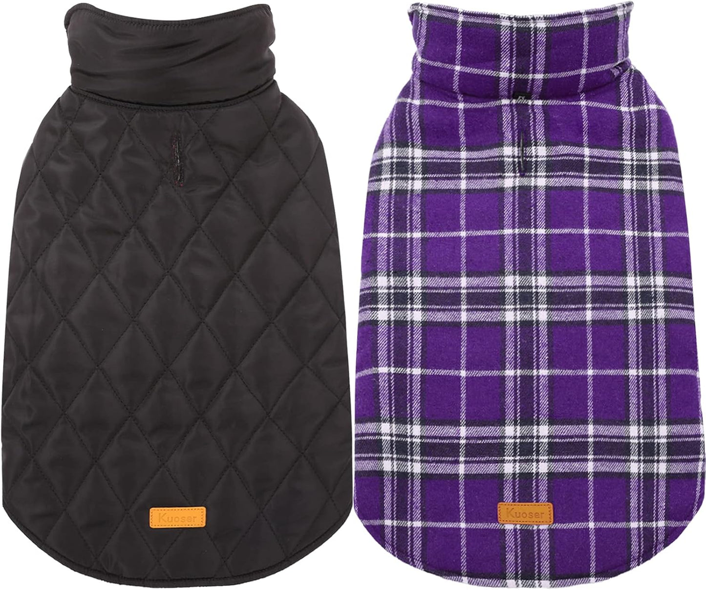 Kuoser Warm Dog Coat, Waterproof Dog Jacket for Extra Large Dogs, Adjustable Durable XXXL Doggie Winter Coat Reversible Puppy Cold Weather Apparel for Large Breed, Purple 3XL