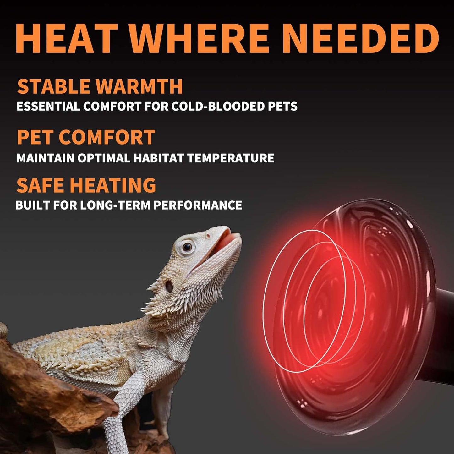 100W Reptile Heat Lamp(2 Packs)-Ceramic Heat Emitter for Reptiles Amphibian Pet Brooders Chicken Incubation, and Terrariums Turtle Lizard Bearded Dragon Snake E26
