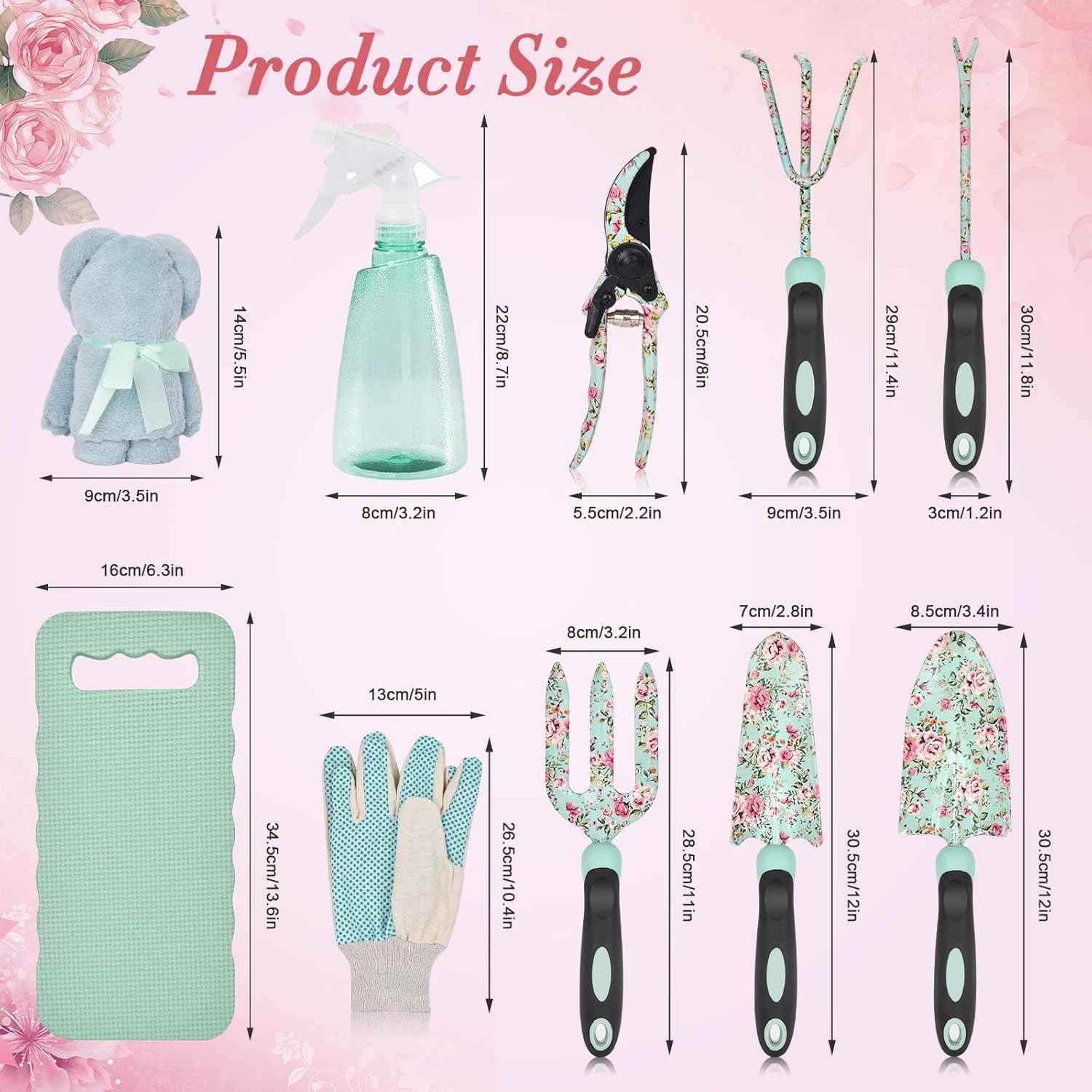 Garden Tools Set, Carsolt 11 Pcs Heavy Duty Floral Gardening Tools Kit with Non-Slip Rubber Handle, Special Gardening Gifts for Women Mom Birthday
