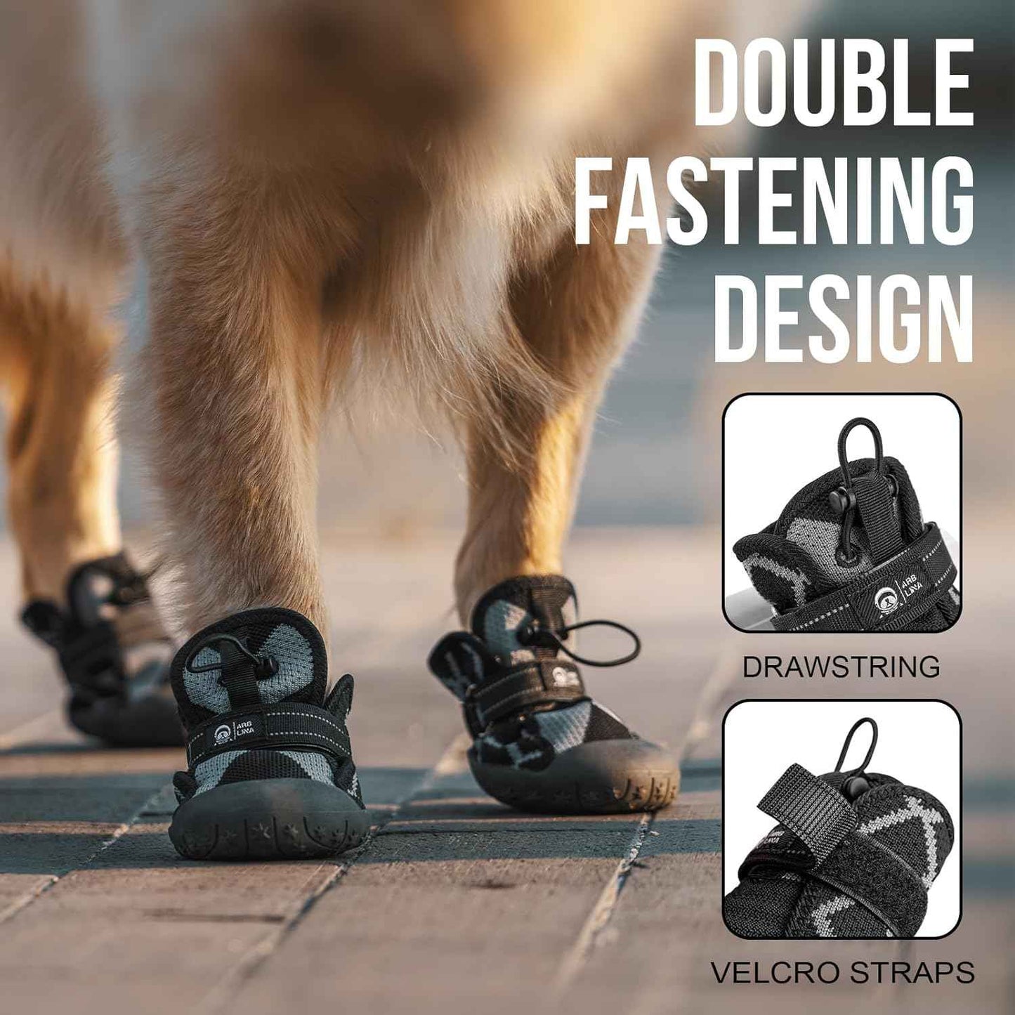 Arblina Dog Shoes for Large Medium Size Dogs, Waterproof Anti Slip Dog Boots&Paw Protectors for Summer Hot Pavement Winter Snow, Breathable Dog Booties for Outdoor Walking Hiking Hardwood Floor