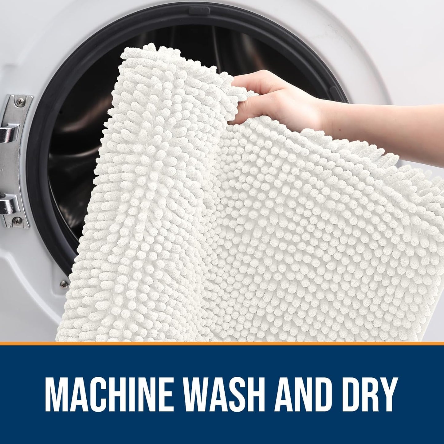 OLANLY Dog Door Mat for Muddy Paws 30x17, Absorbs Moisture and Dirt, Absorbent Non-Slip Washable Doormat, Quick Dry Chenille Mud Mat for Dogs, Entry Indoor Entryway Carpet for Inside Floor, Ivory