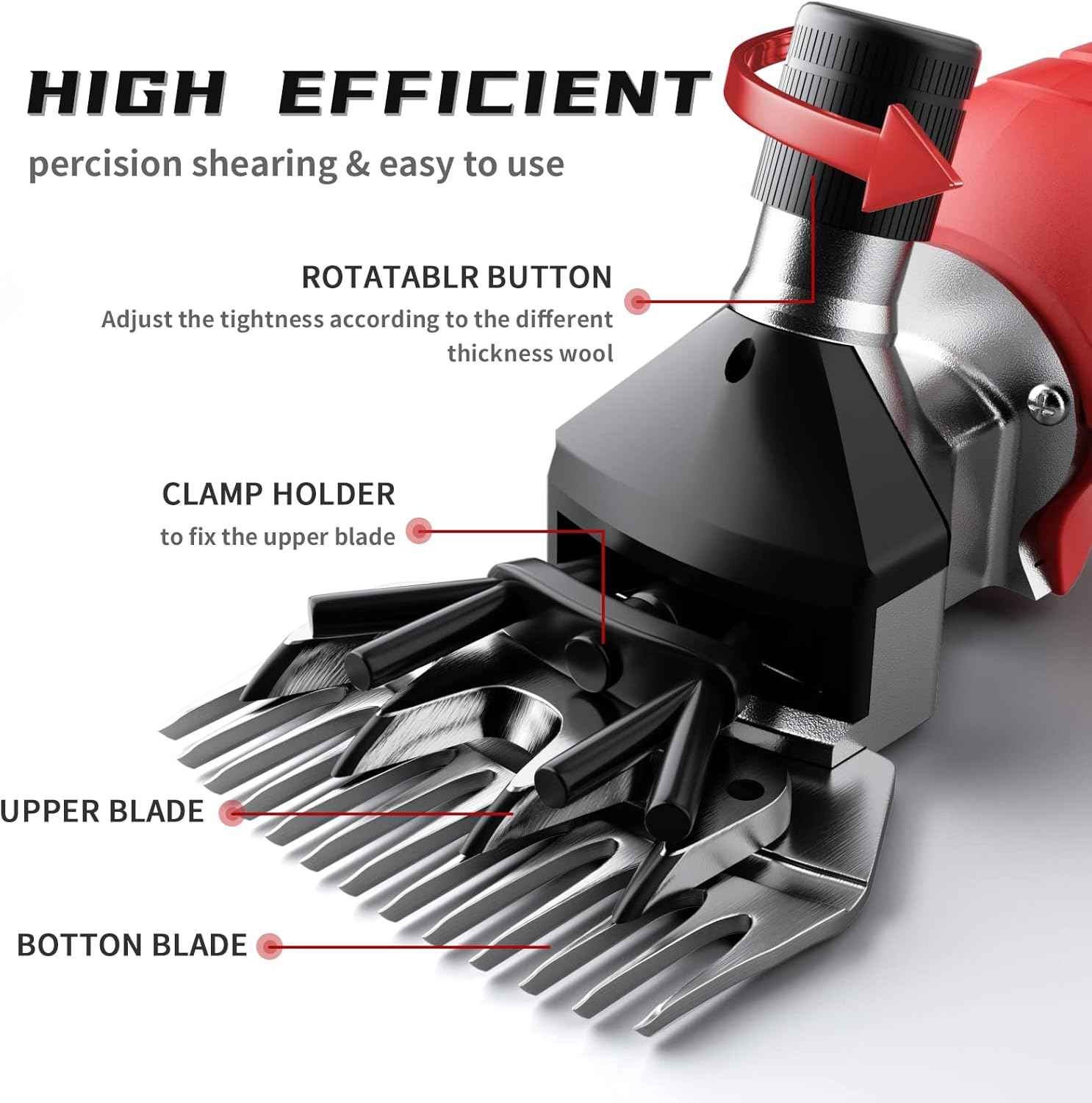 Cordless Electric Professional Sheep Shears, Sheep Clippers with 2 PCS Rechargeable Lithium Battery, 6 Speeds Heavy Duty Animal Grooming Clippers for Sheep Alpacas Goats Horse
