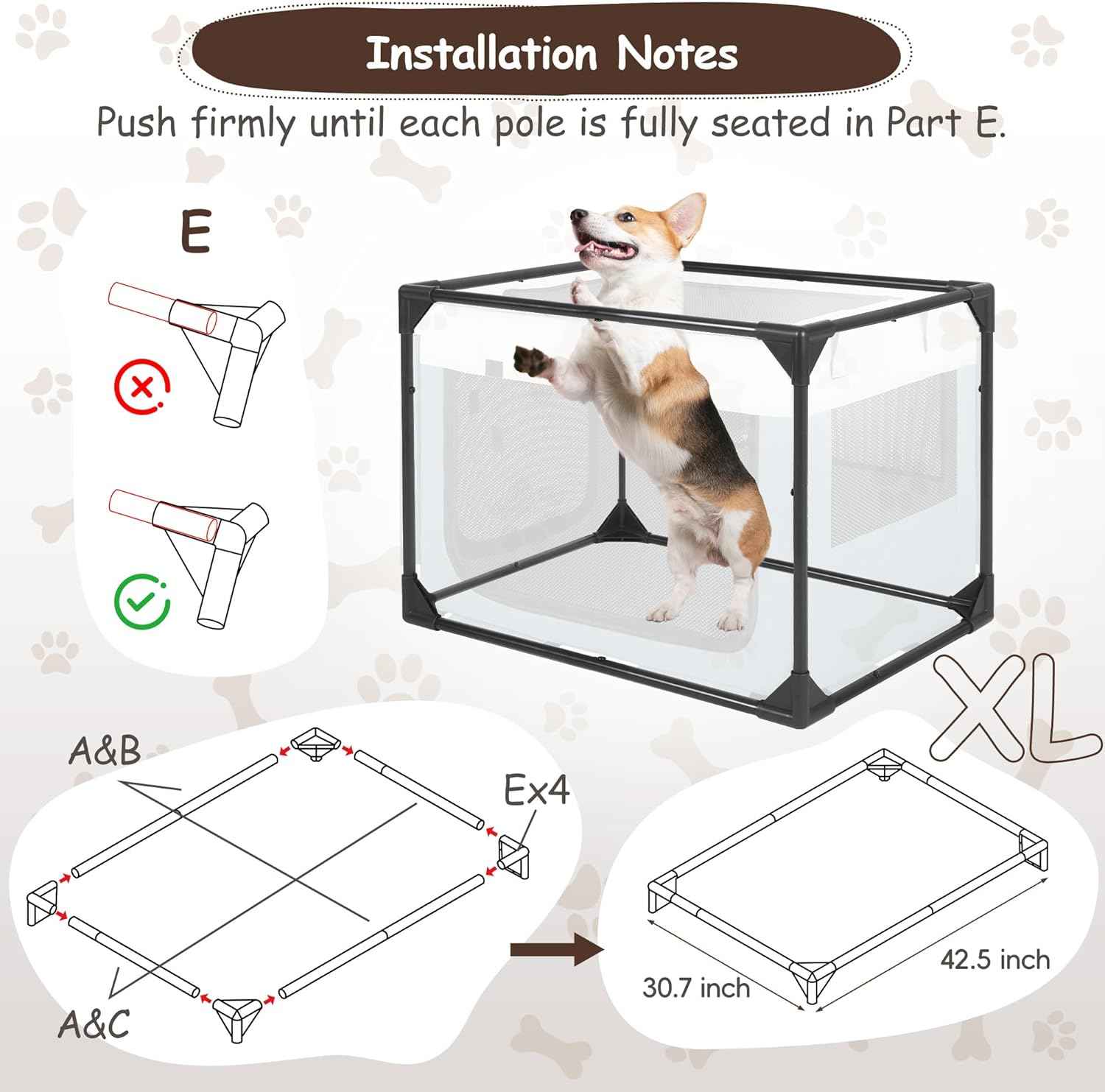 Akinerri Dog Crate, Dog Playpen, Large Blue