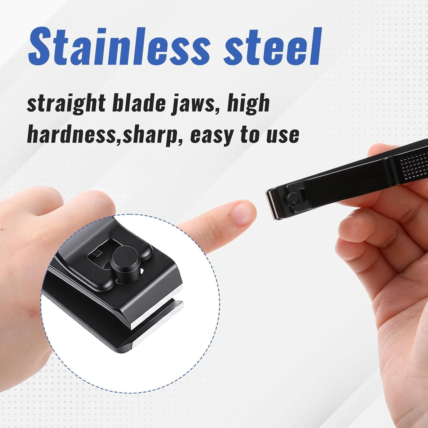 4 Pcs Straight Nail Clipper, Heavy Duty Black Large Fingernail Clippers Straight Edge Stainless Steel Nails Cutters Black Toenails Clippers Set for Thick Nails Men Women