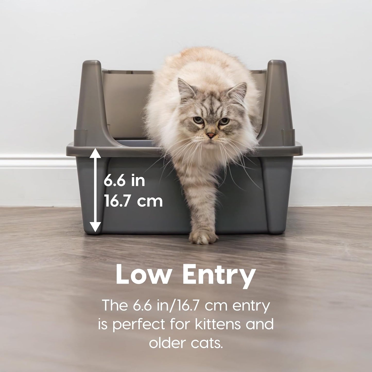 IRIS USA XX-Large Cat Litter Box, Open Top Extra Large Litter Box for Big Cats and Multi-Cat Households, High Sided Scatter Shield, Easy to Clean, 30" L x 20" W x 14" H, Gray