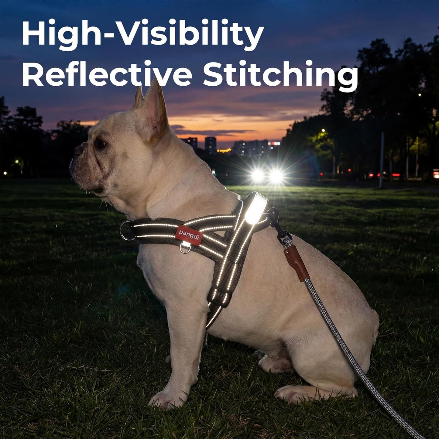 No Pull Dog Harness with Handle, Yorkie Adjustable Reflective Dog Vest, Breathable Air Mesh Padded Pet Harness with Front Leash Clip for Small Medium Dogs, Black, S
