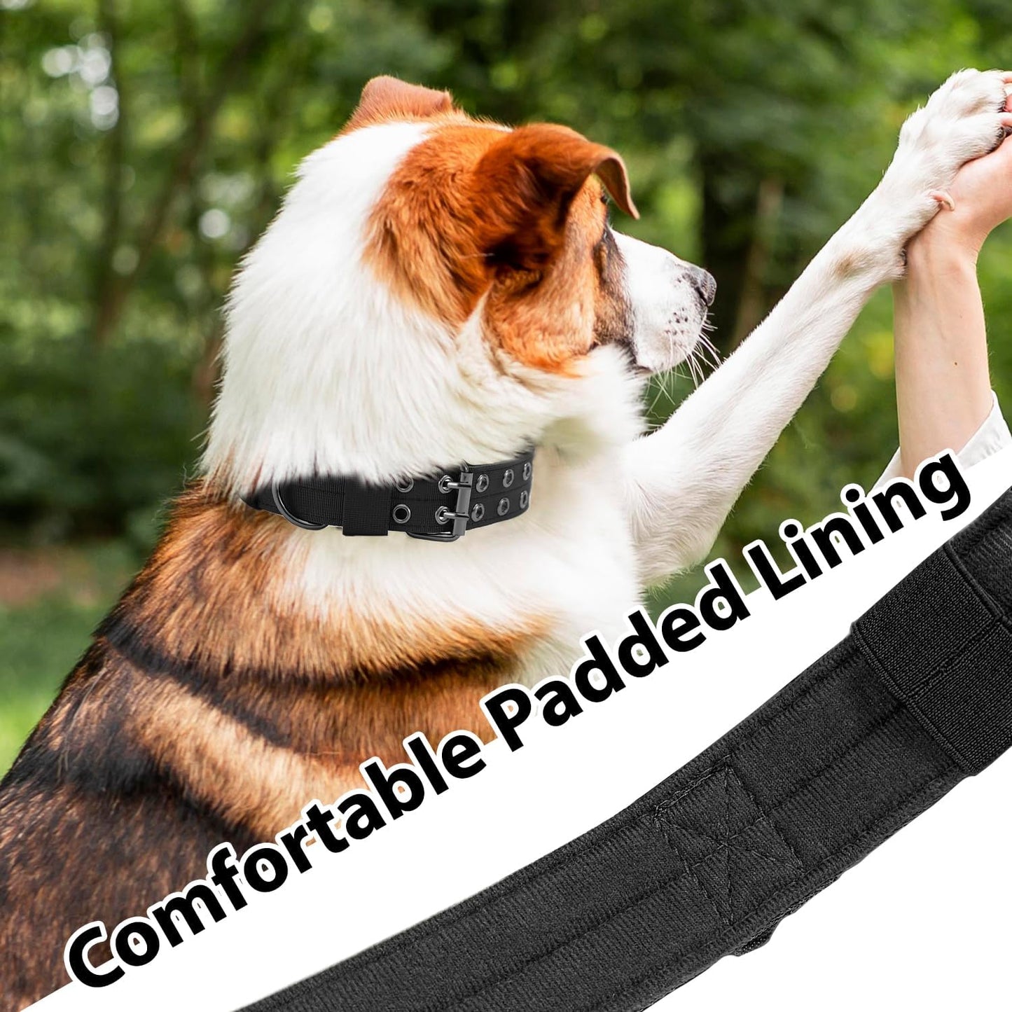 Tactical Dog Collar Military Adjustable Dog Collars Soft Nylon Training Collar with Patch Heavy Duty Metal Buckle Collars for Medium Large Dogs (Black, L)