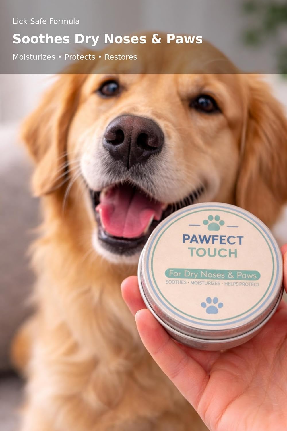 Dog Paw Balm for Dry Cracked Paws & Noses, Moisturizing Paw Pad Balm & Dog Nose Balm with Shea Butter, Dog Paw Moisturizer for Dogs, Safe to Lick, 1 oz