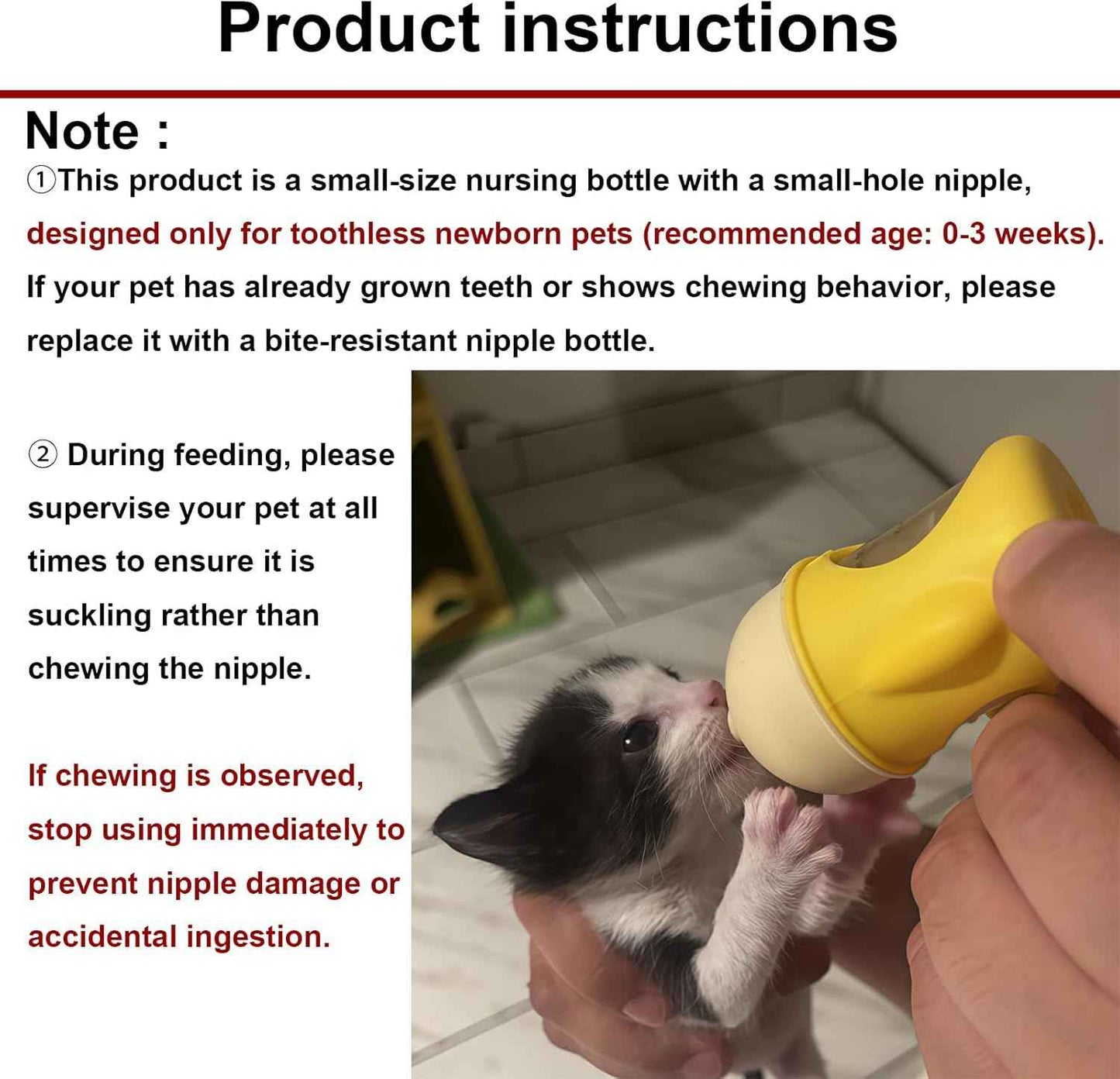 Pet Nursing Bottle, Yellow Animal Feeding Bottles with Soft Silicone Nipple, Anti-Choking Design, Slow Flow Kitten Bottle Feeding kit for Puppies, Kittens and Small Animals (20 ml)