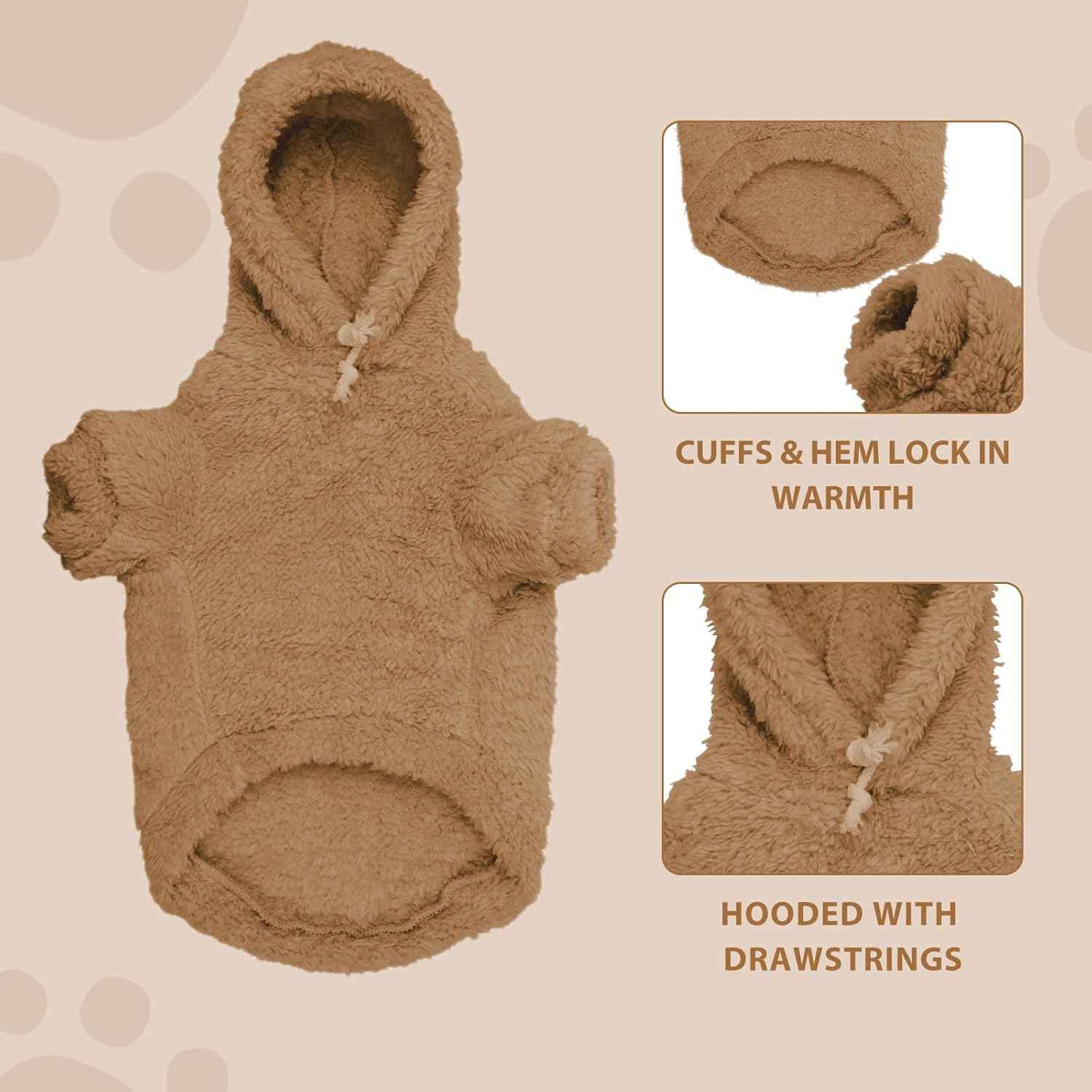 Fuzzy Dog Sweaters for Large Dogs Pet Hoodie Clothes Warm Soft Pet Coats Hooded Sweatshirt Dog Sweaters for Extra Large Dogs(Coffee-XXL)