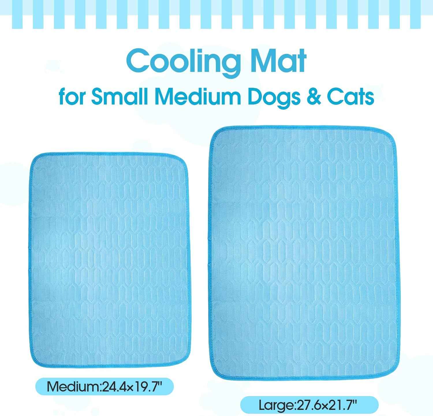 IDOMIK Dog Cooling Mat for Large Medium Small Dogs, Self Cooling Pet Mat, Washable Cooling Pad for Dogs & Cats, Summer Cool Bed for Crate, Floor, Sofa, Travel, Non-Toxic & Breathable,Blue,L
