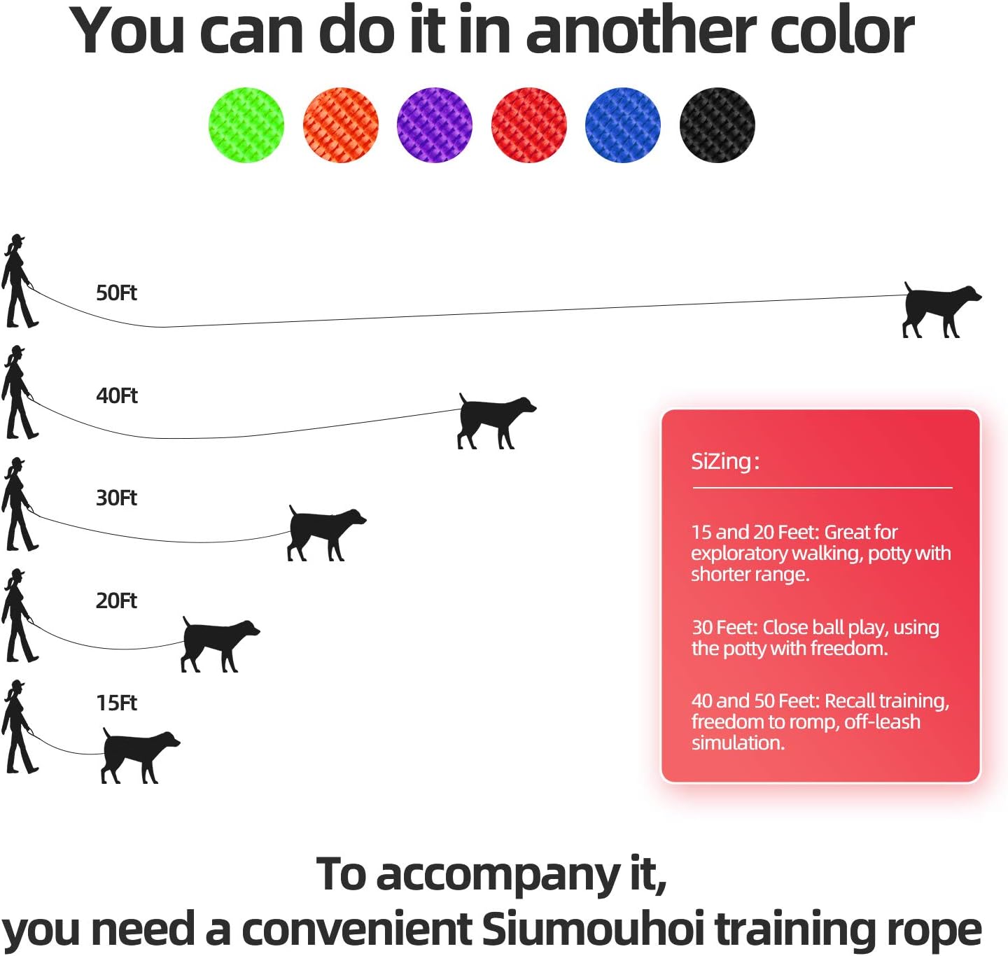 Siumouhoi Dog/Puppy Obedience Recall Training Agility Lead - 15ft 20ft 30ft 40ft 50ft Training Leash - Great for Play, Camping, or Backyard - Orange 30ft (30Feet, Orange)