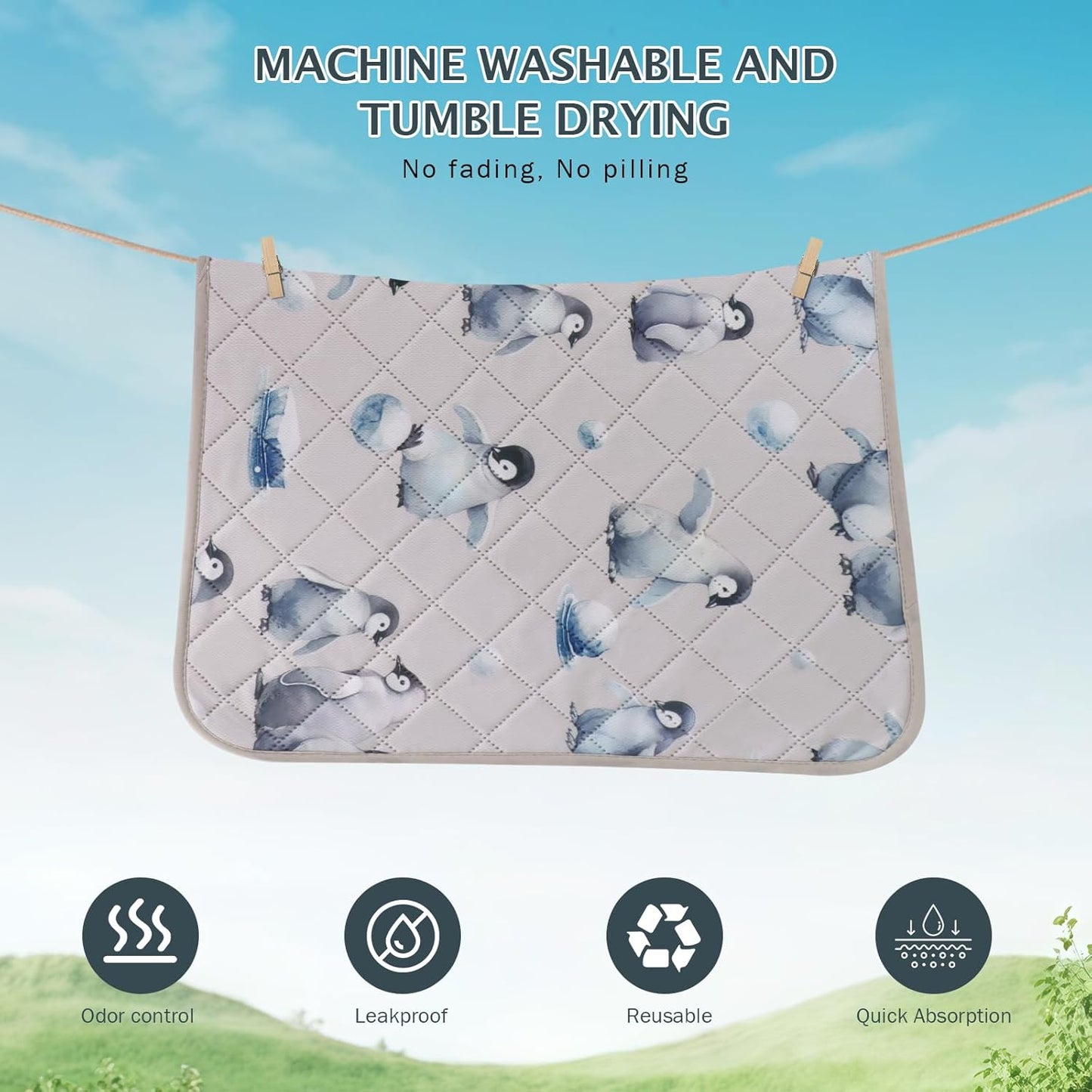 IEUUMLER Washable Pee Pads for Dogs, 2 Pack Reusable Waterproof Puppy Pads, Non-Slip Super Absorbent Dog Training Pad for Playpen Crate Bed EU012
