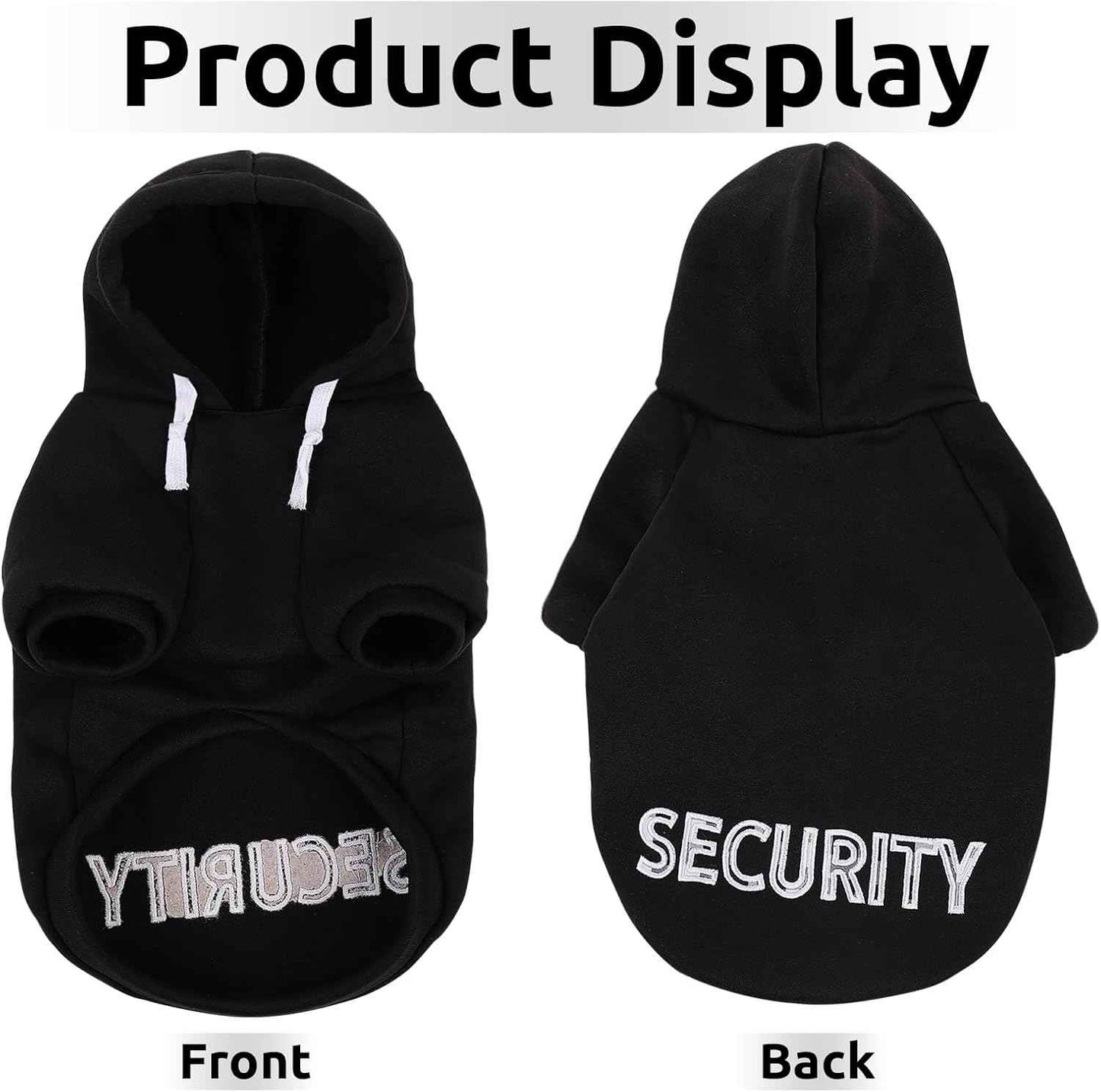 SAWMONG Dog Security Hoodie,Flannel Pet Hooded Sweater with Hat Puppy Pullover Sweater Shirt,Dog (Black,L)
